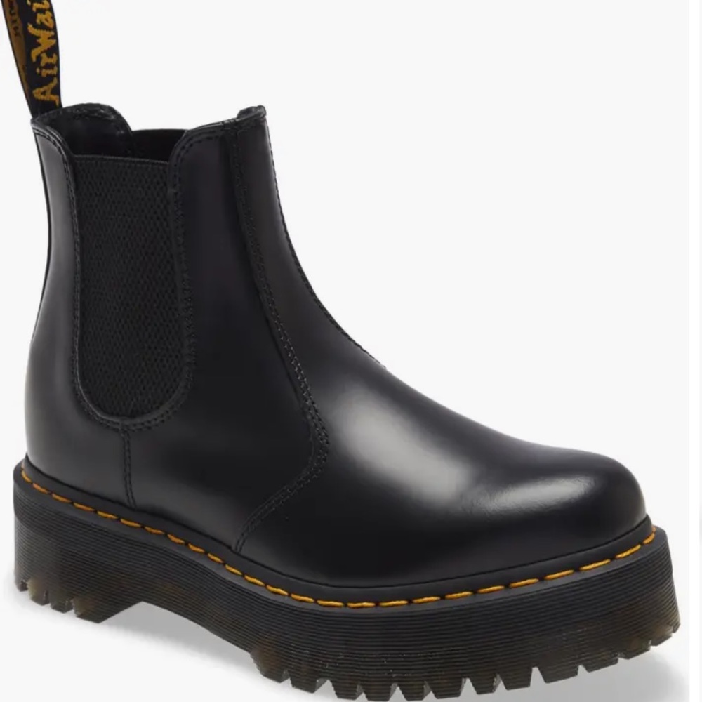 Dr Martens 2976 quad platform chelsea boot black leather docs